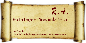 Reininger Annamária névjegykártya